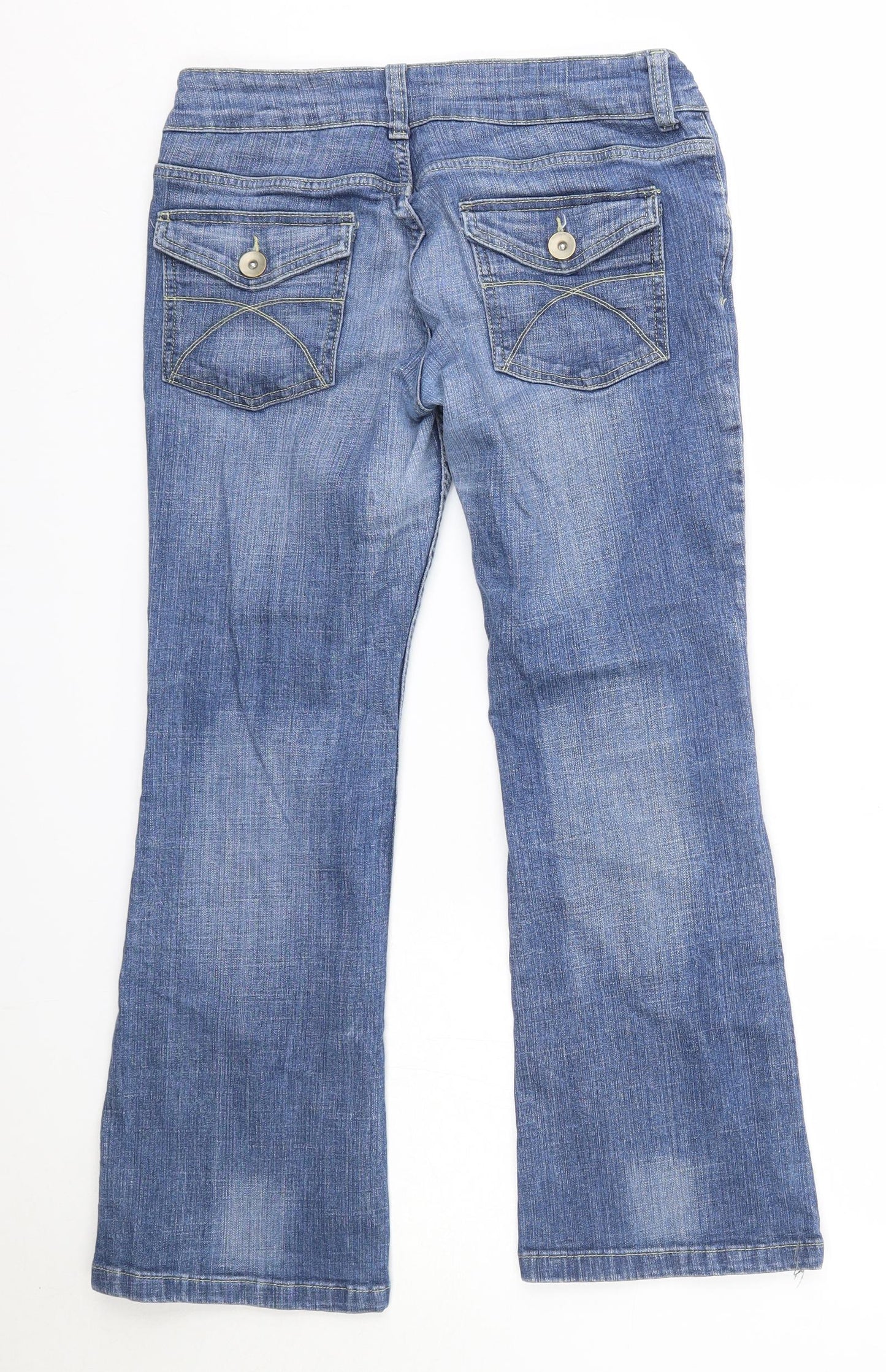 M&S Womens Blue  Cotton Bootcut Jeans Size 12 L27 in Regular  - Short