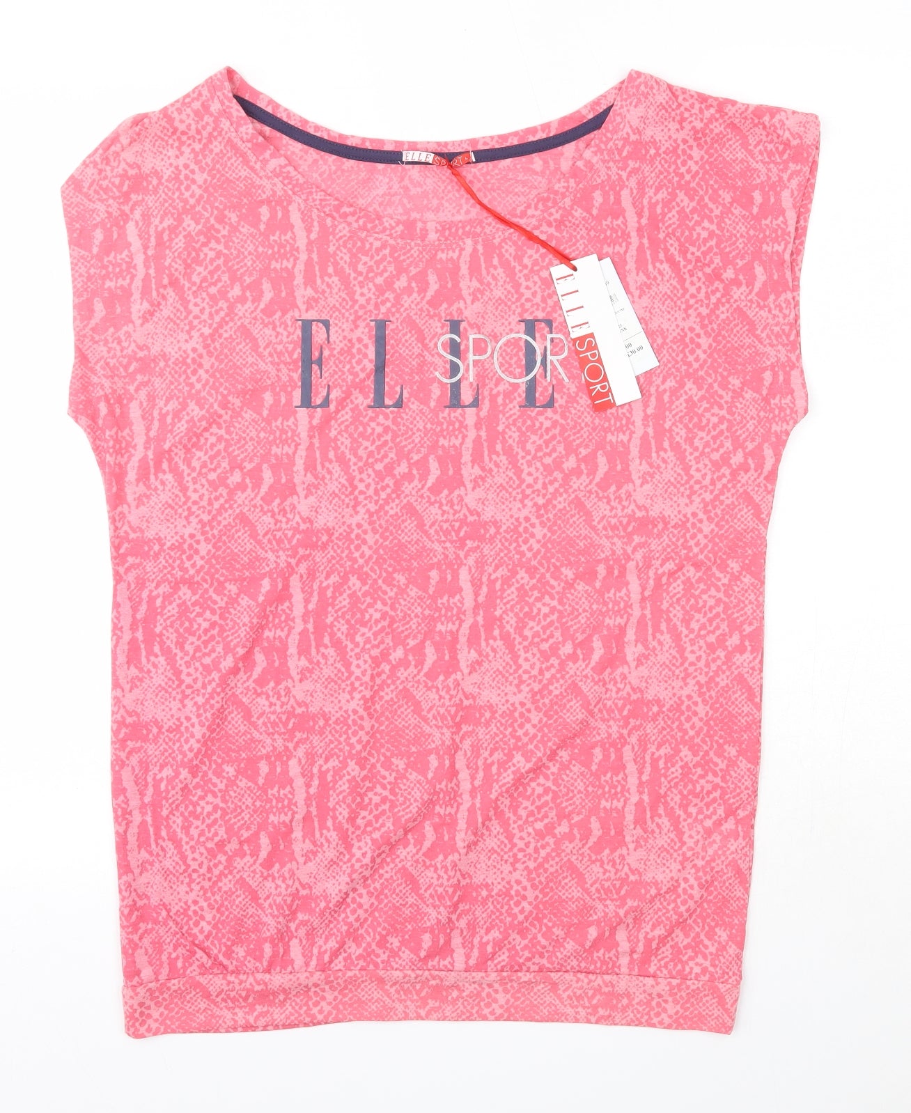 Elle Sport Womens Pink  Cotton Basic T-Shirt Size L Round Neck