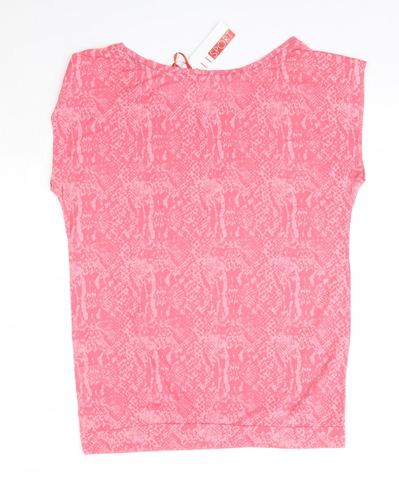 Elle Sport Womens Pink  Cotton Basic T-Shirt Size L Round Neck