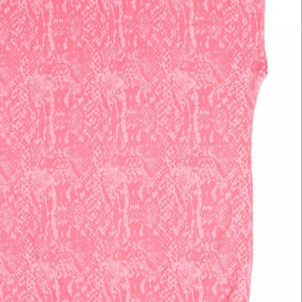 Elle Sport Womens Pink  Cotton Basic T-Shirt Size L Round Neck