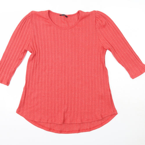 Peacocks Womens Pink Round Neck  Polyester Pullover Jumper Size 18