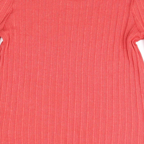 Peacocks Womens Pink Round Neck  Polyester Pullover Jumper Size 18