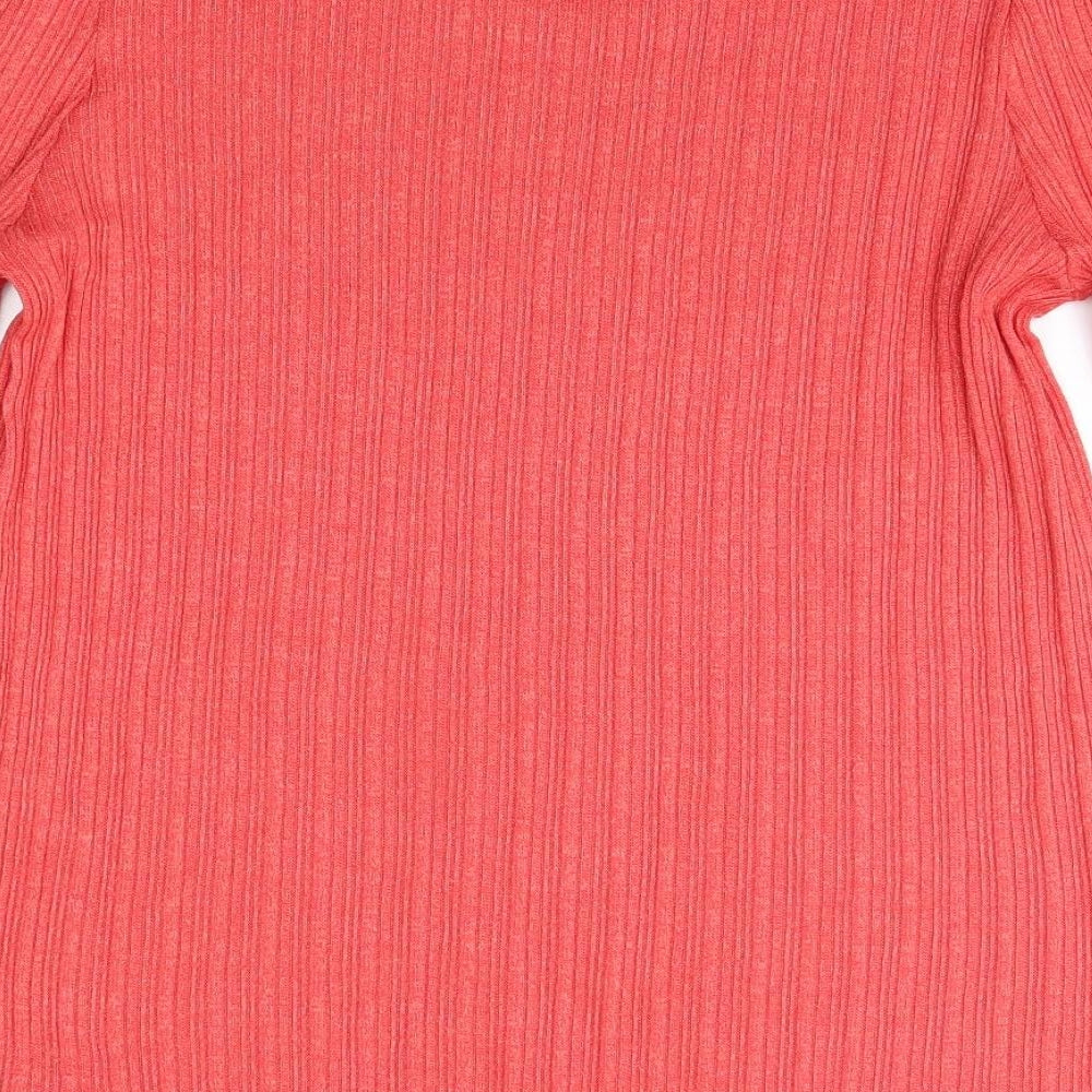 Peacocks Womens Pink Round Neck  Polyester Pullover Jumper Size 18
