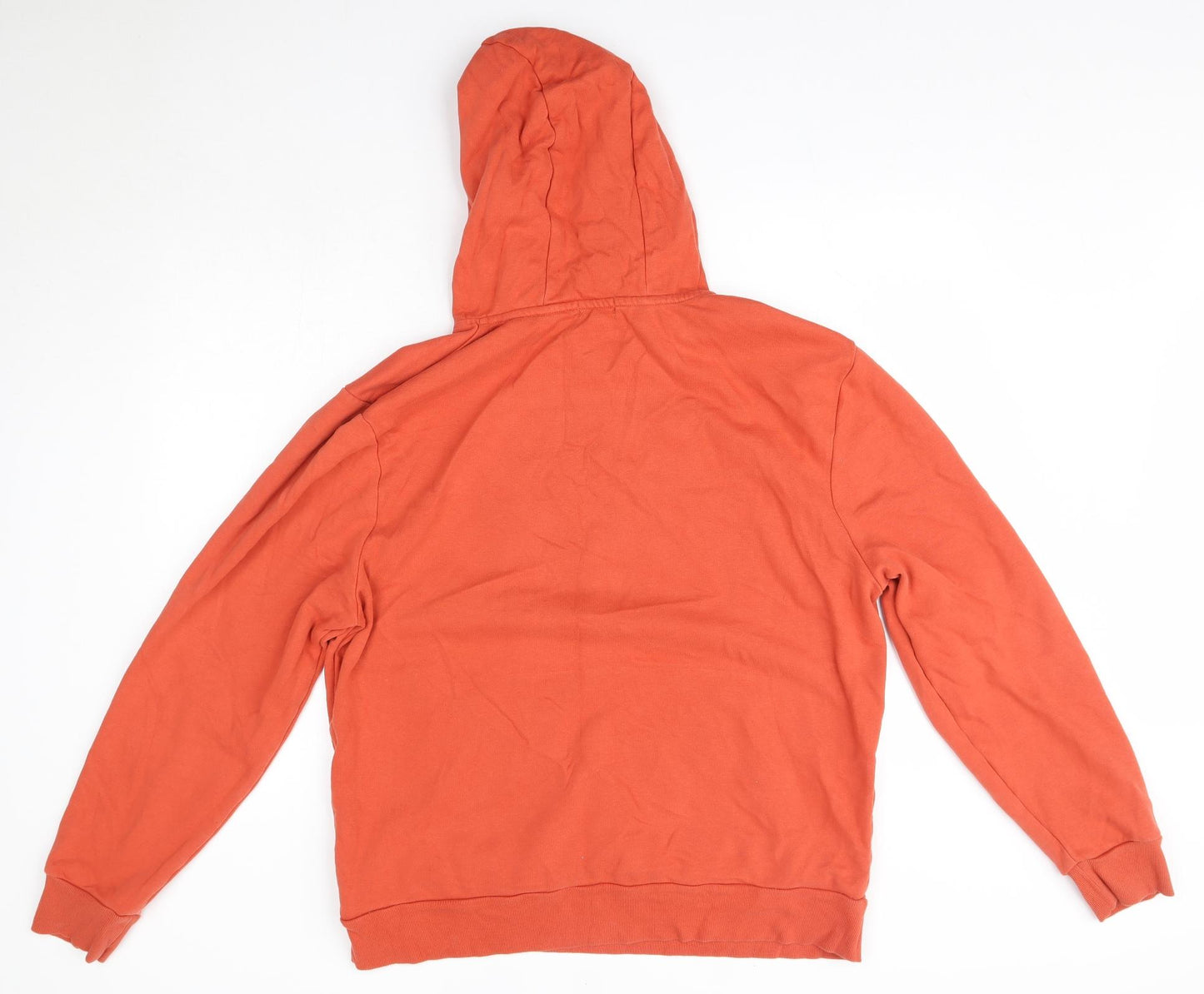 George Mens Orange  Cotton Pullover Hoodie Size L   - Christmas Drunk