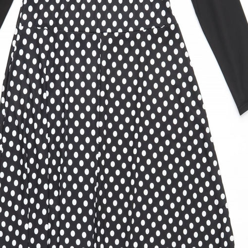 Preworn Womens Black Polka Dot Polyester Maxi  Size L  Round Neck