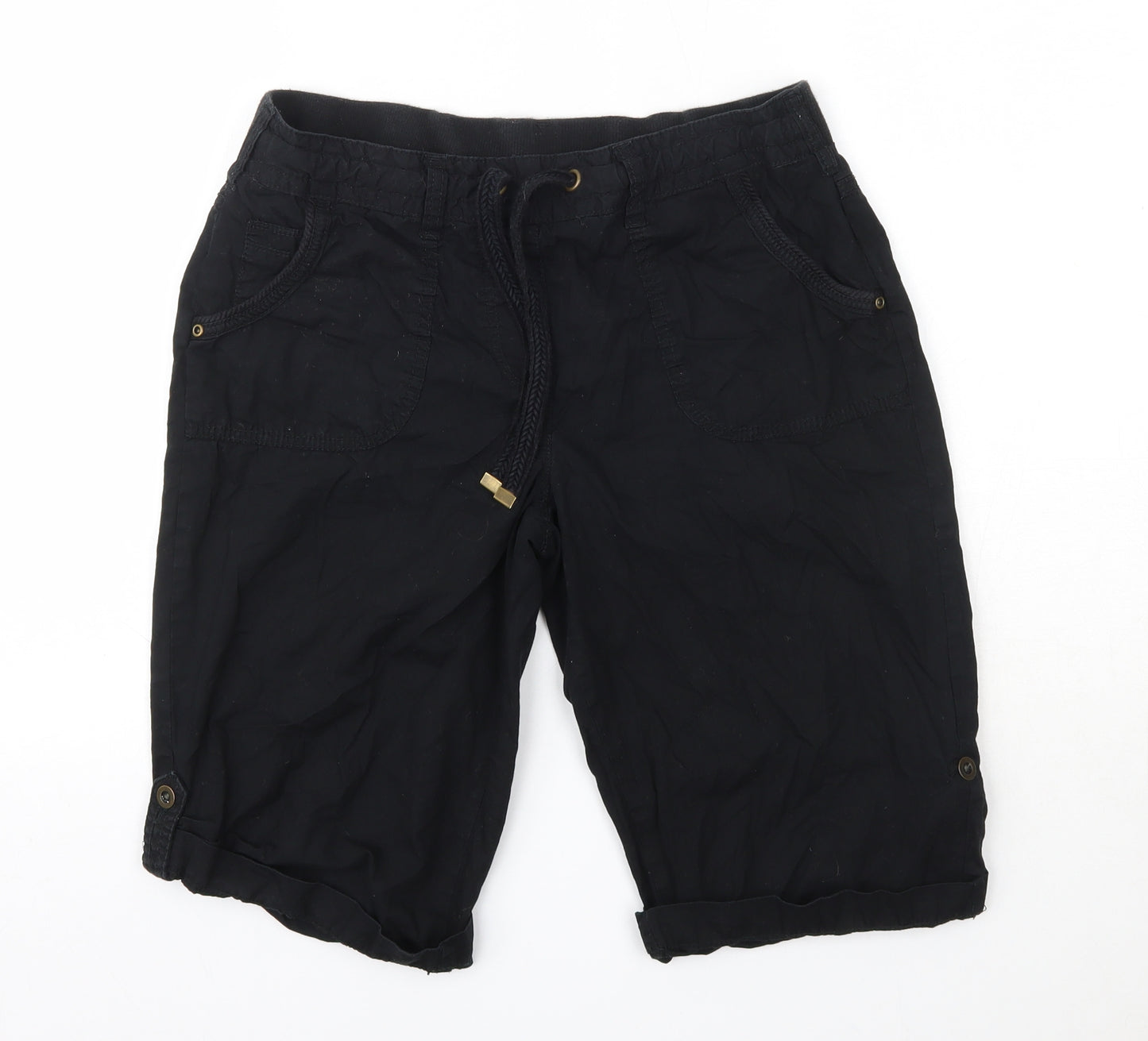 George Womens Black  100% Cotton Cargo Shorts Size 10  Regular