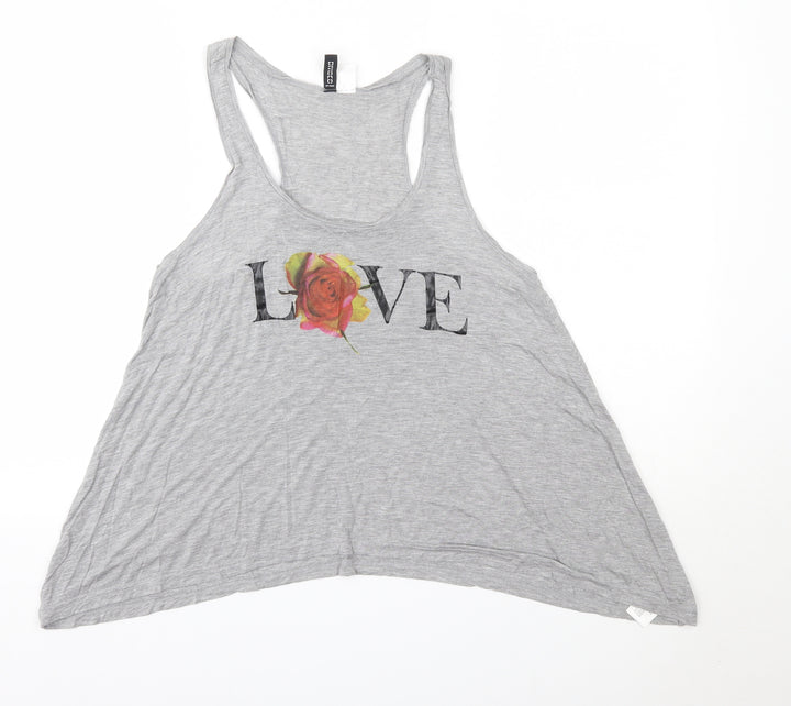 H&M Womens Grey Viscose Basic Tank Size 12 Round Neck - Love