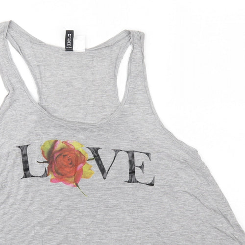 H&M Womens Grey  Viscose Basic Tank Size 12 Round Neck - Love