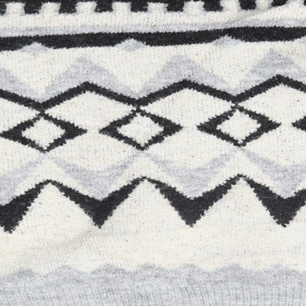 H&M Womens Grey High Neck Argyle/Diamond Acrylic Pullover Jumper Size M