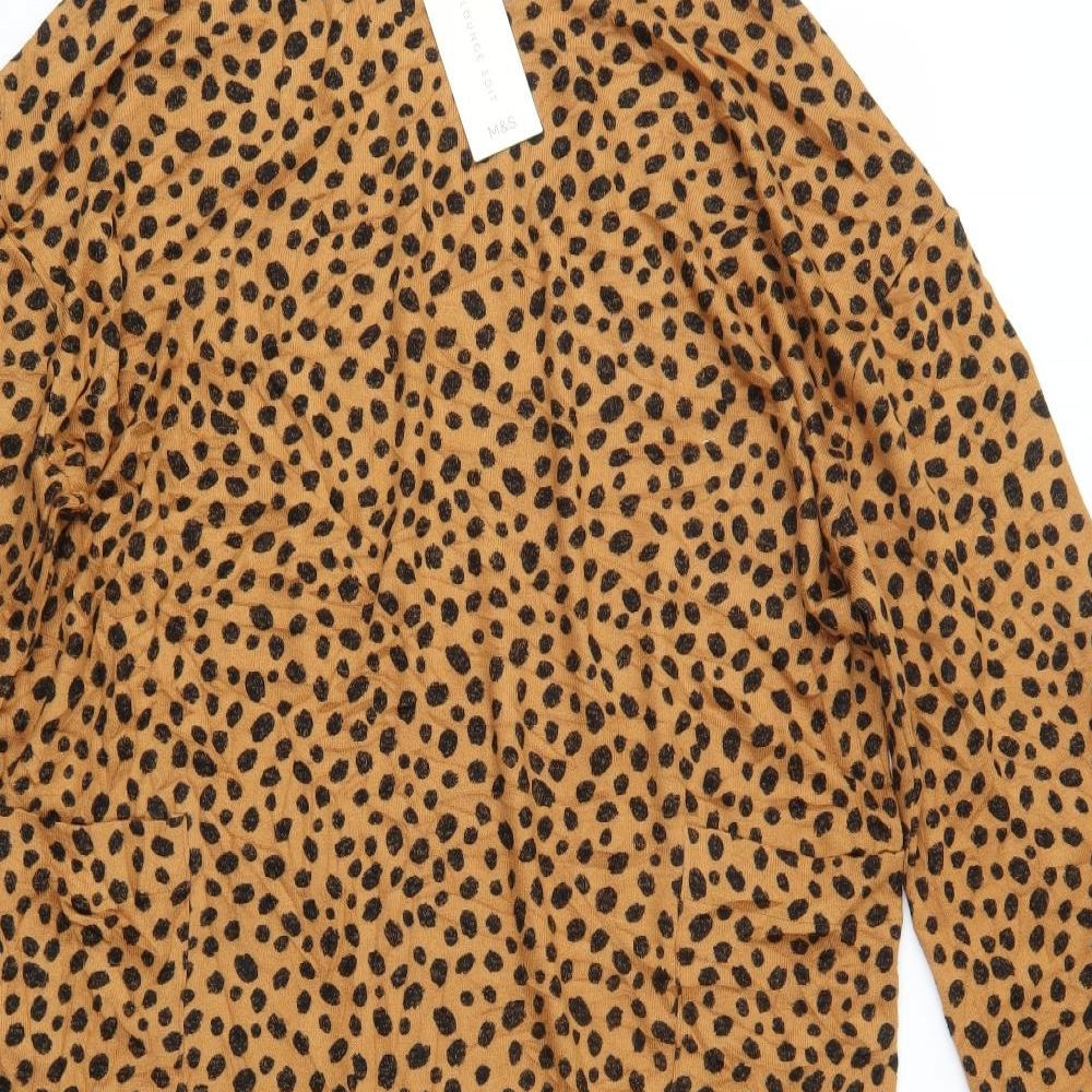 M&S Womens Brown Animal Print Viscose Jumper Dress  Size 12  High Neck  - The Lounge Edit