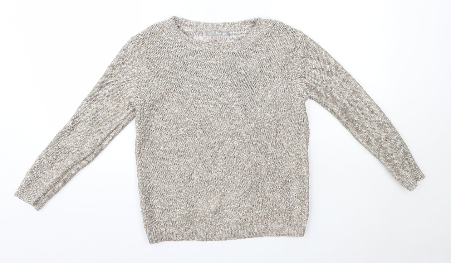 M&S Womens Gold Round Neck  Cotton Pullover Jumper Size 8