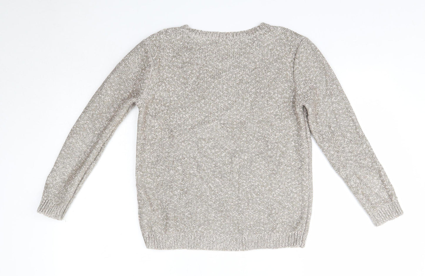 M&S Womens Gold Round Neck  Cotton Pullover Jumper Size 8
