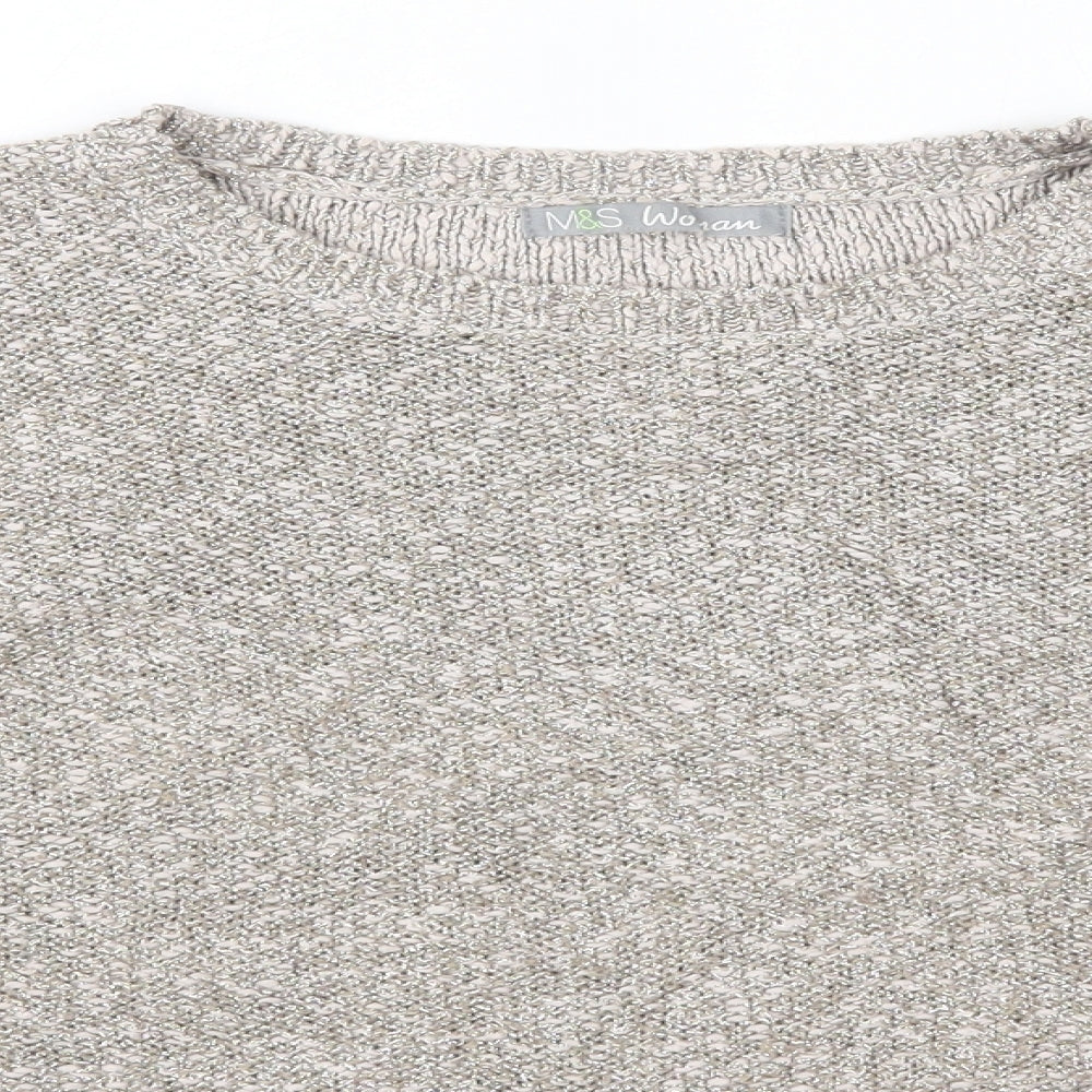 M&S Womens Gold Round Neck  Cotton Pullover Jumper Size 8