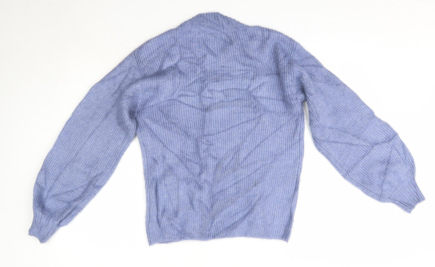 George Womens Blue V-Neck  Acrylic Pullover Jumper Size S