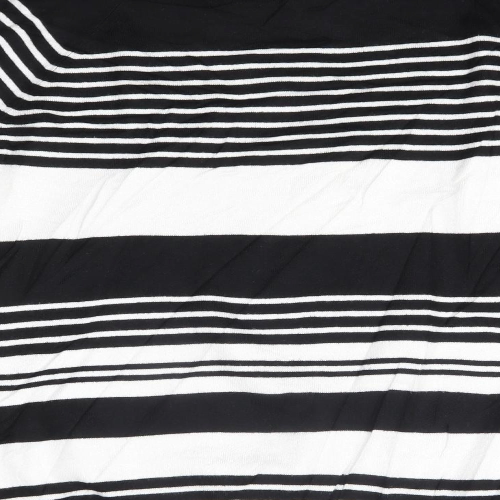 F&F Womens Black Round Neck Striped Viscose Pullover Jumper Size 14