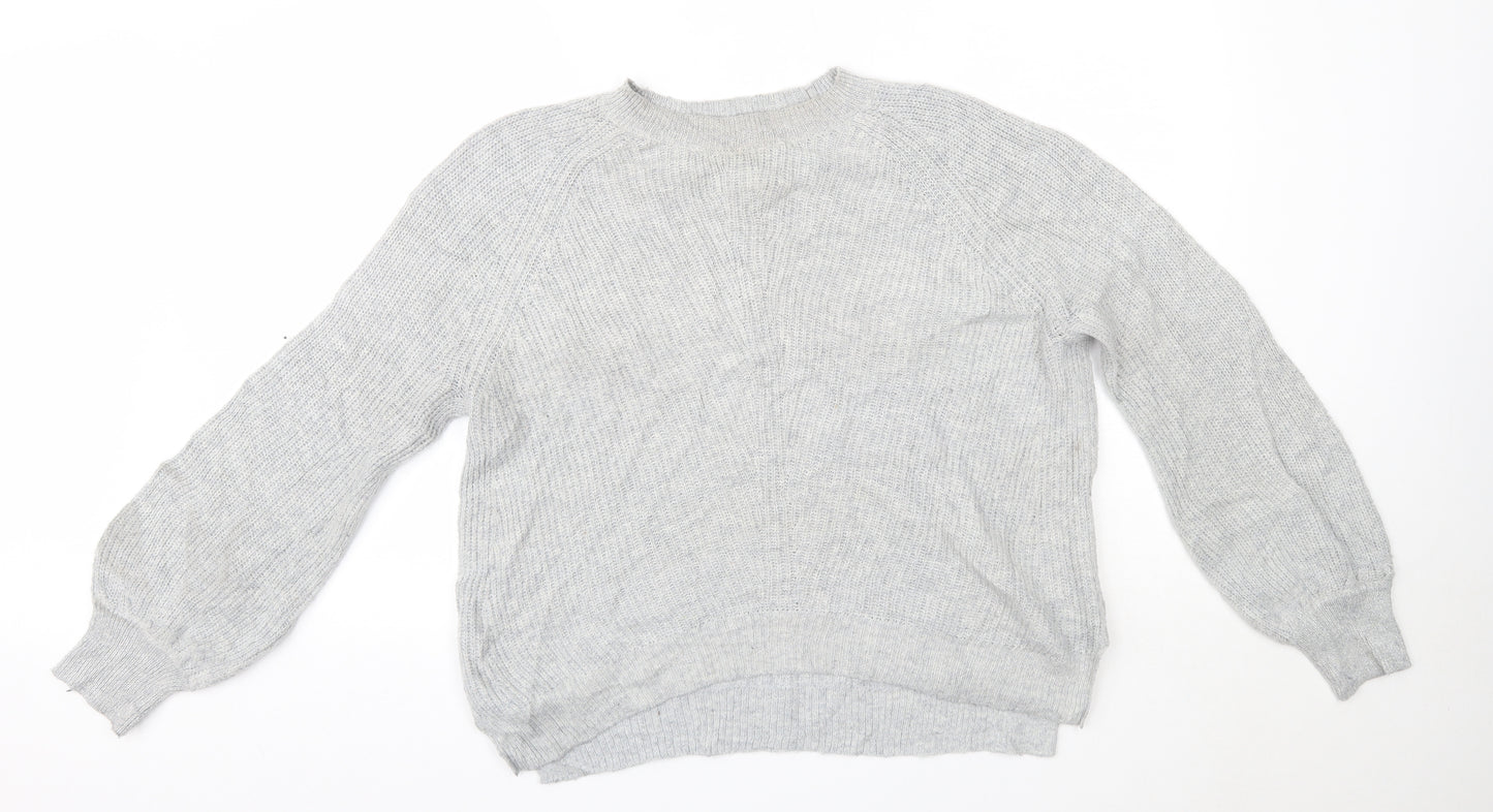 M&S Womens Grey Round Neck  Nylon Pullover Jumper Size M