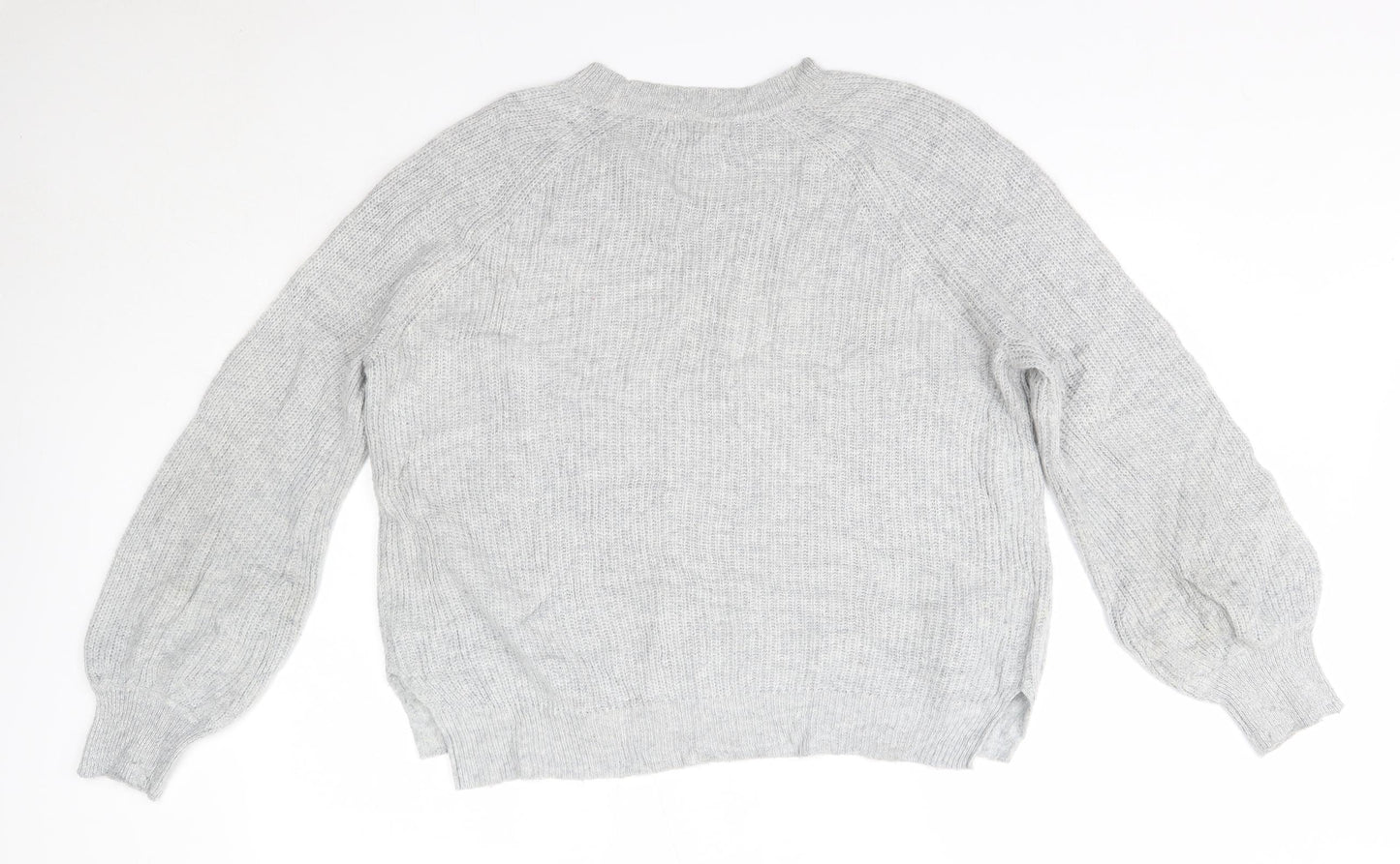 M&S Womens Grey Round Neck  Nylon Pullover Jumper Size M