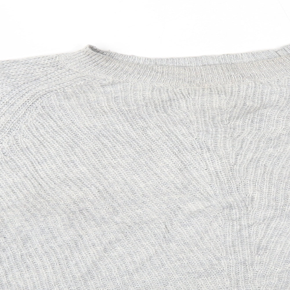 M&S Womens Grey Round Neck  Nylon Pullover Jumper Size M