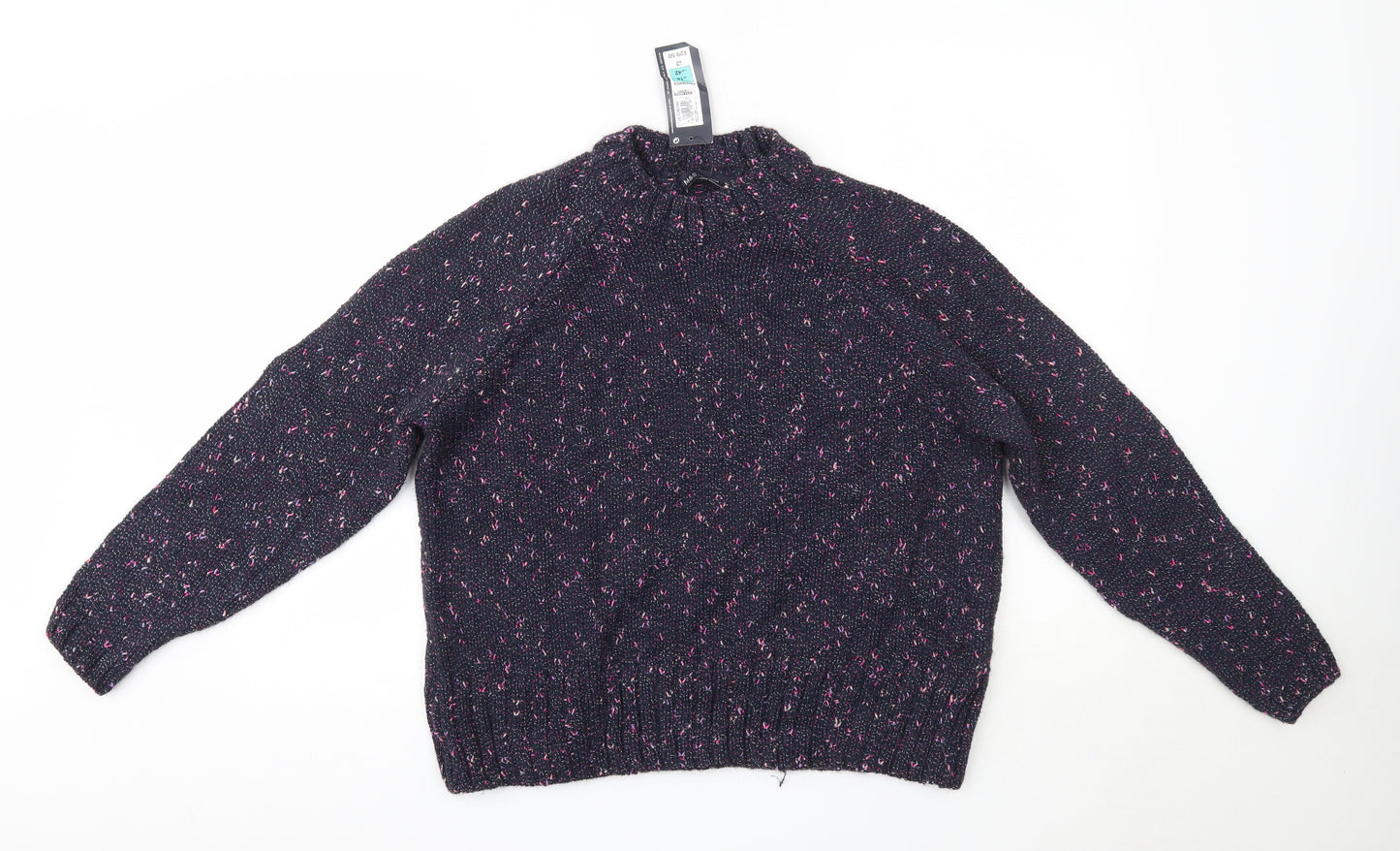 M&S Womens Blue High Neck  Acrylic Pullover Jumper Size 14