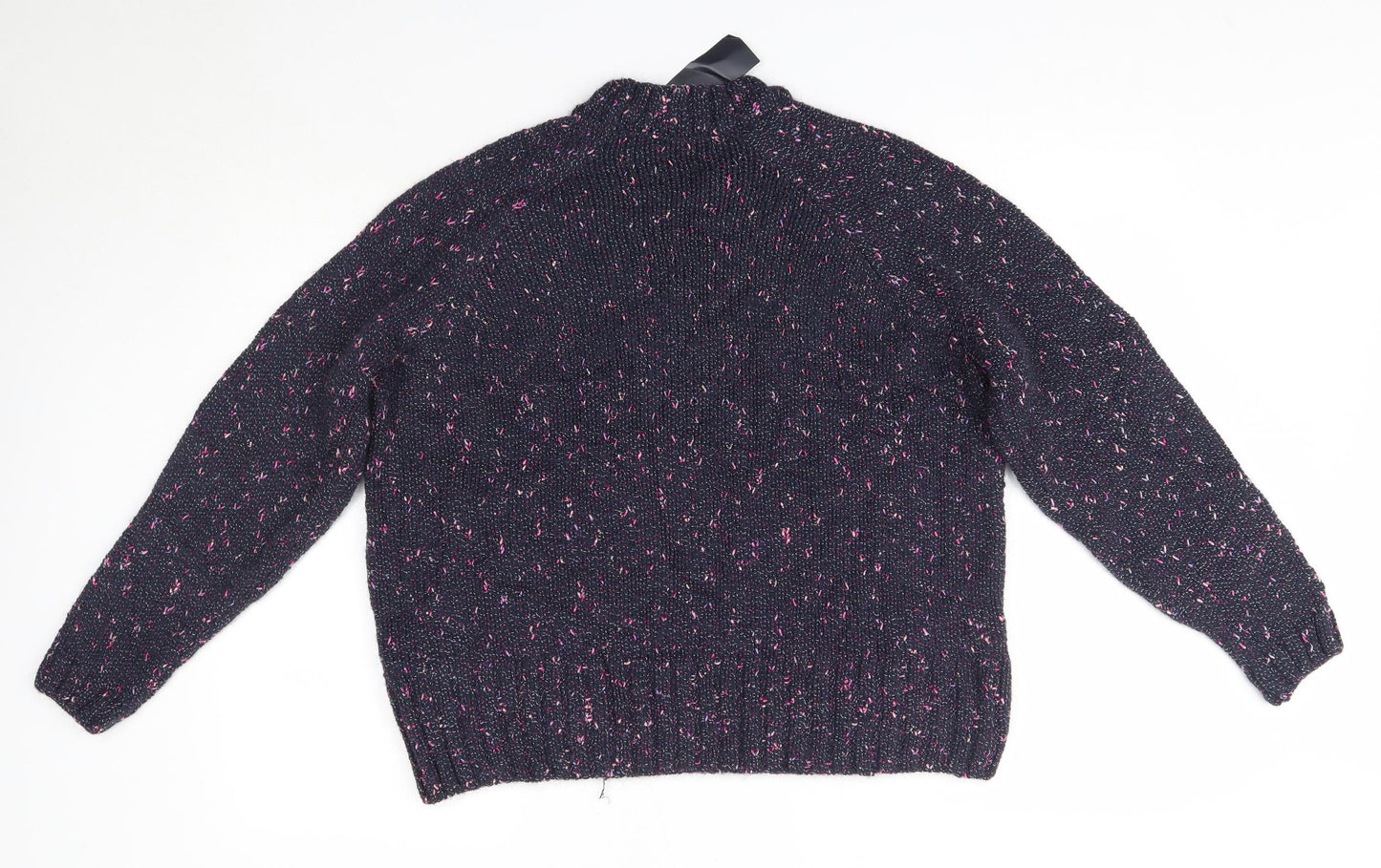 M&S Womens Blue High Neck  Acrylic Pullover Jumper Size 14