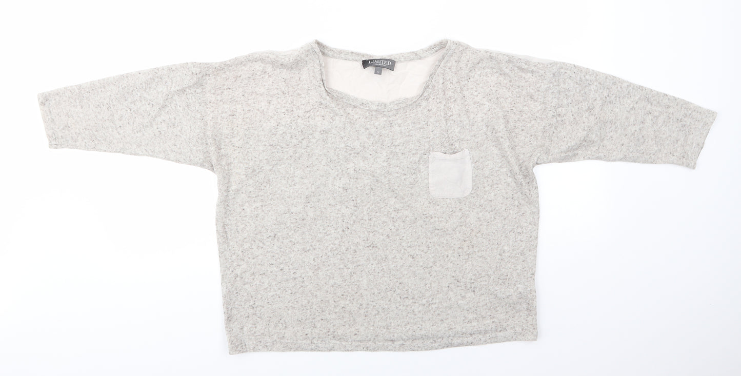 Limited Collection  Womens Beige Round Neck  Polyester Pullover Jumper Size 12   - Oatmeal Fleck Fabric panel to back & pocket