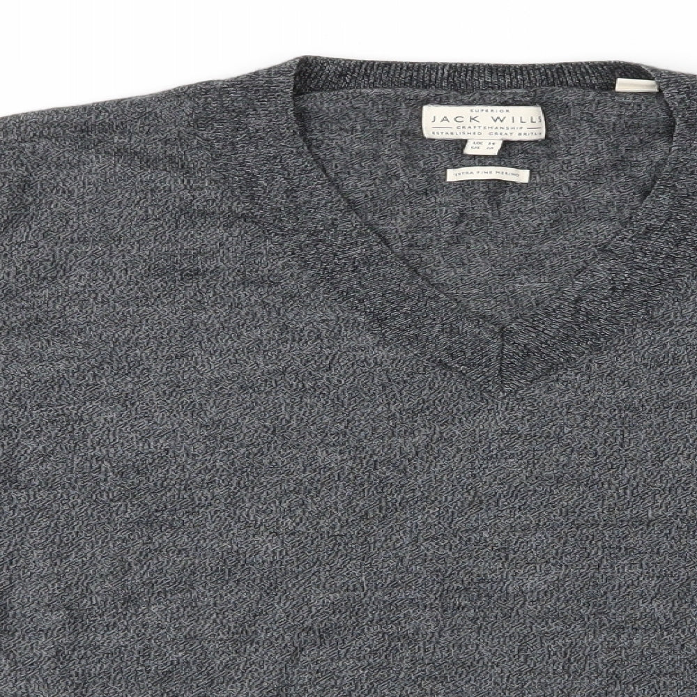 Jack Wills Womens Grey V-Neck  Wool Pullover Jumper Size 14   - Grey Mix