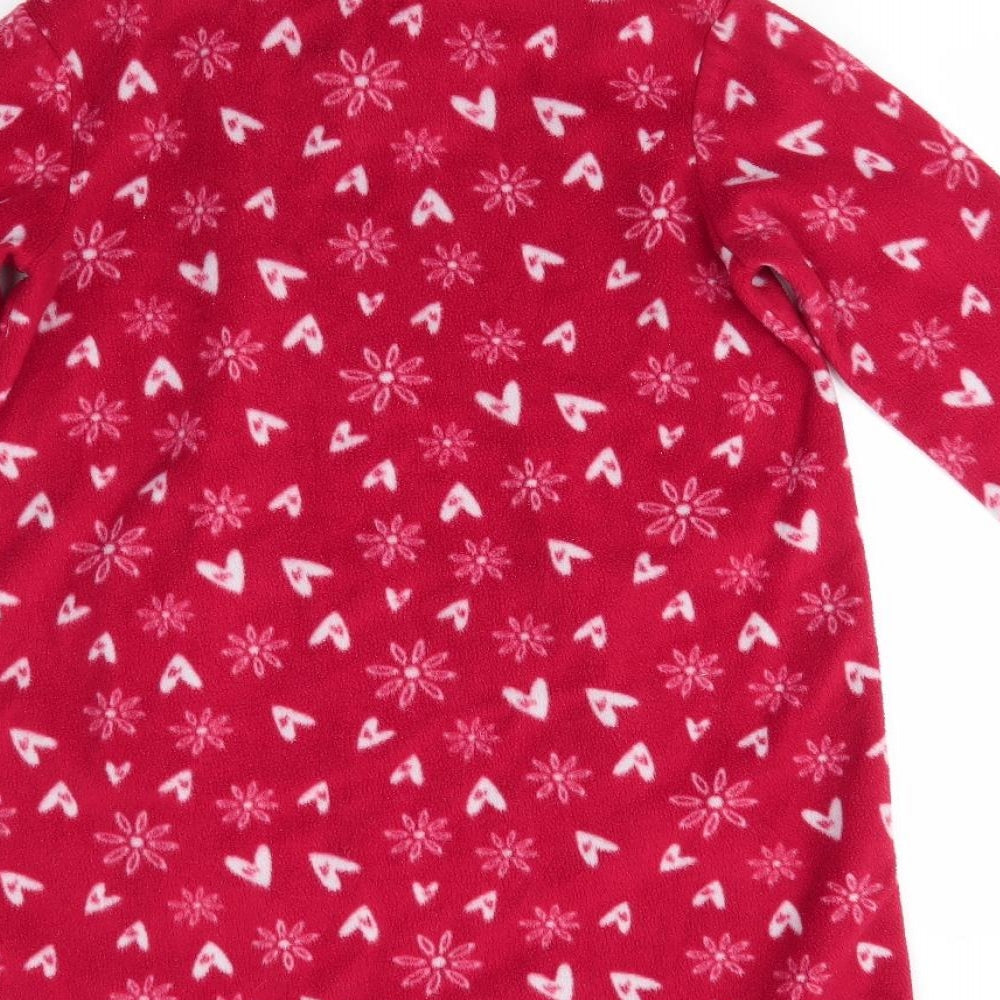 Avon Womens Red Geometric Polyester  Nightshirt Size 6  Zip - Snowflake & heart print Henley Front Pocket