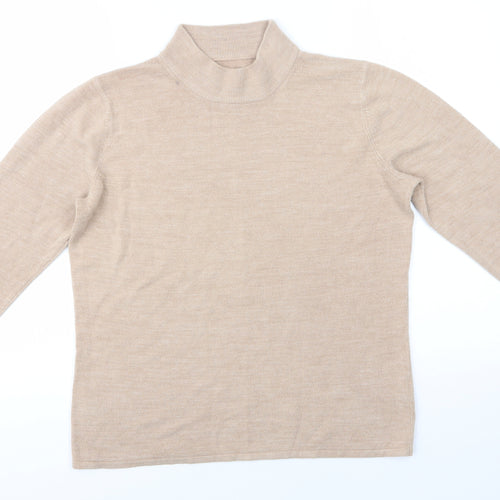 Preworn Womens Beige High Neck  Acrylic Pullover Jumper Size M