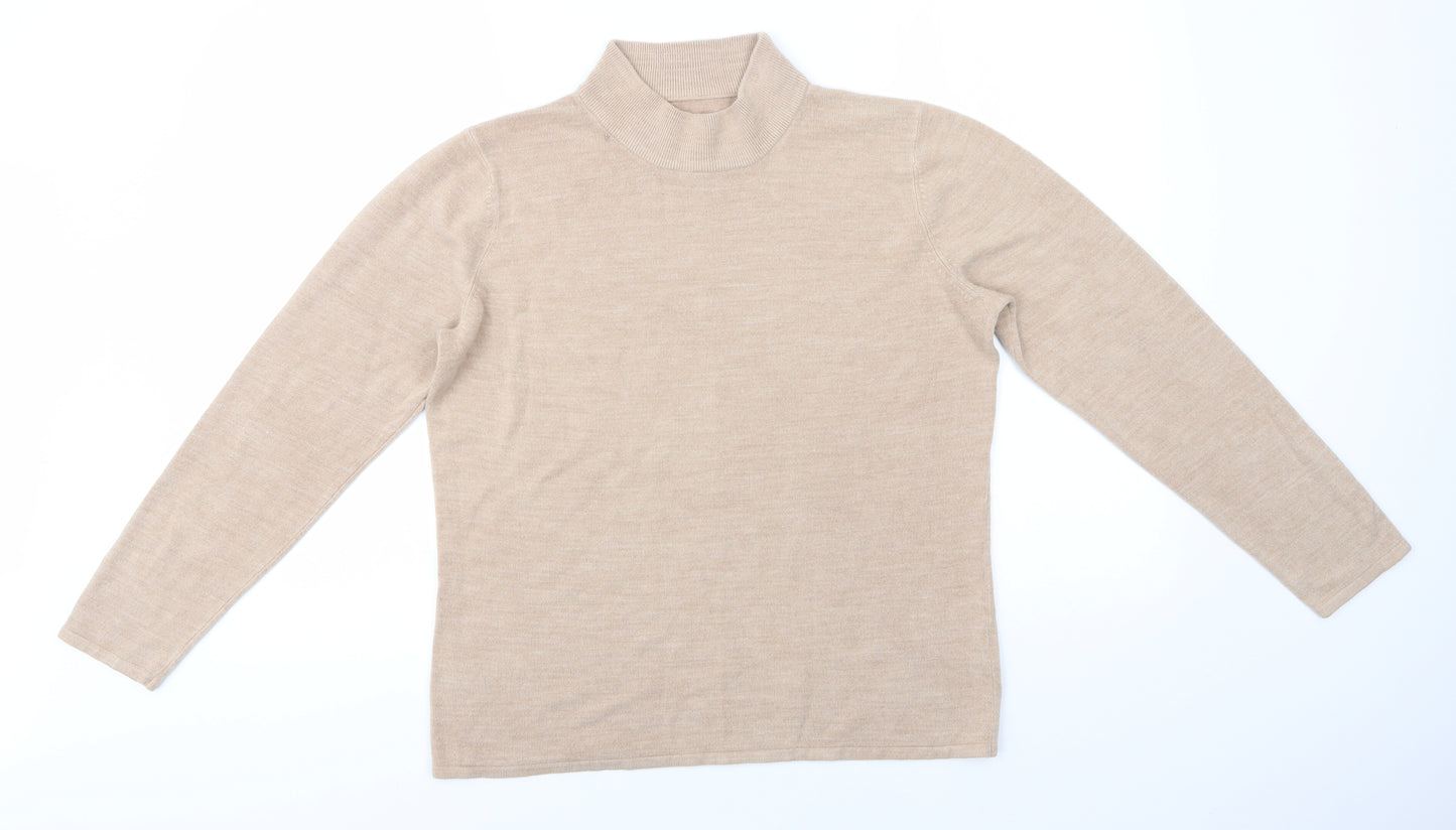 Preworn Womens Beige High Neck  Acrylic Pullover Jumper Size M