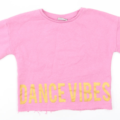 I Love Girlswear Girls Pink  Cotton Pullover Sweatshirt Size 10 Years  Pullover - Dance Vibes Shimmer