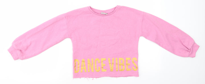 I Love Girlswear Girls Pink Cotton Pullover Sweatshirt Size 10 Years Pullover - Dance Vibes Shimmer