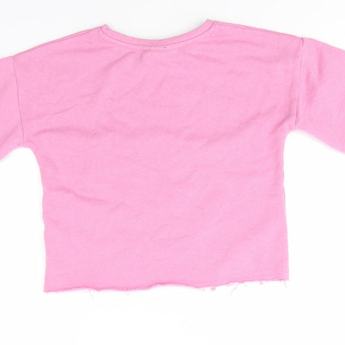 I Love Girlswear Girls Pink  Cotton Pullover Sweatshirt Size 10 Years  Pullover - Dance Vibes Shimmer
