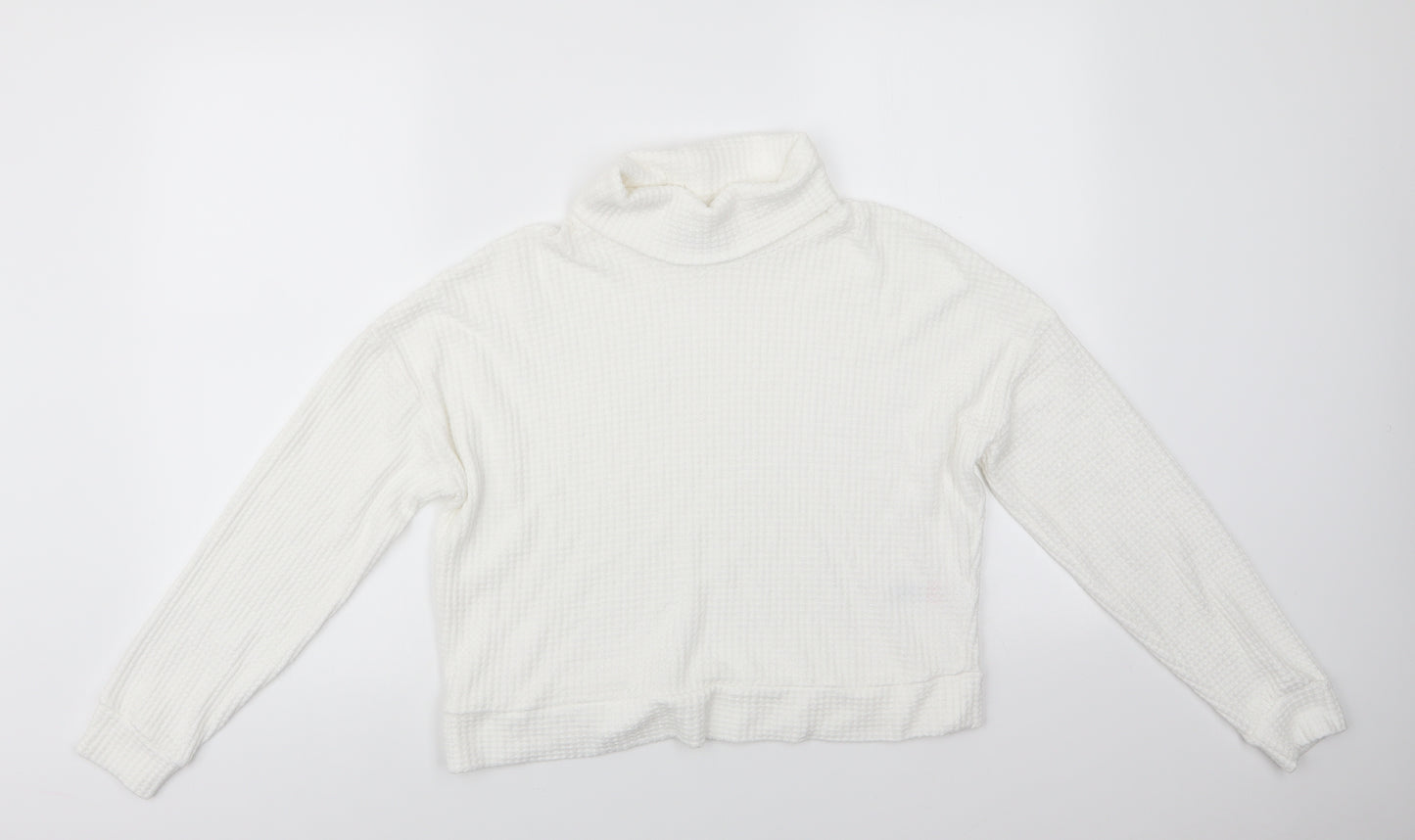 New Look Womens Ivory Roll Neck  Viscose Pullover Jumper Size M   - Waffle effect