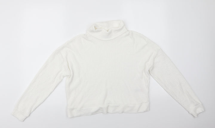 New Look Womens Ivory Roll Neck  Viscose Pullover Jumper Size M   - Waffle effect
