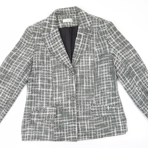 Classics Womens Green Check  Jacket  Size 14  Button - Green Mix Heavy Hessian like fabric