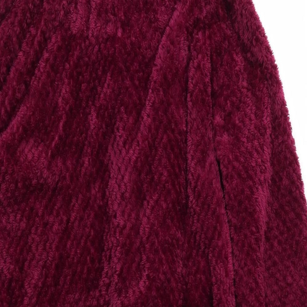 TRU Womens Purple Solid Polyester  Robe Size 8  Tie - Claret colour Fluffy waffle look