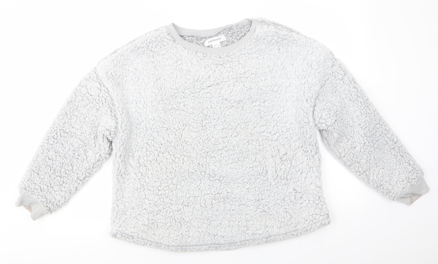 Primark Womens Grey Solid Polyester Top Pyjama Top Size 12   - Fluffy Pale Grey