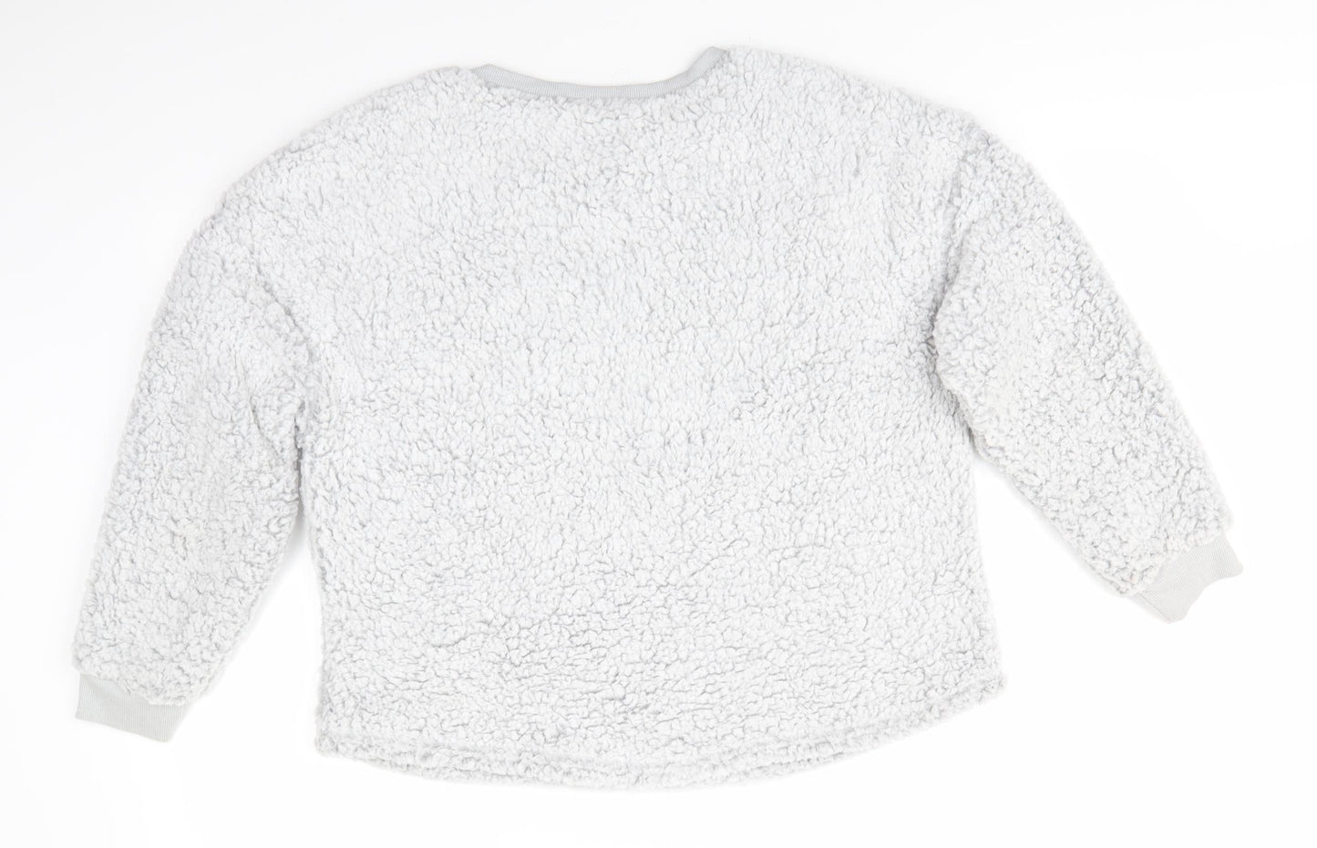 Primark Womens Grey Solid Polyester Top Pyjama Top Size 12   - Fluffy Pale Grey