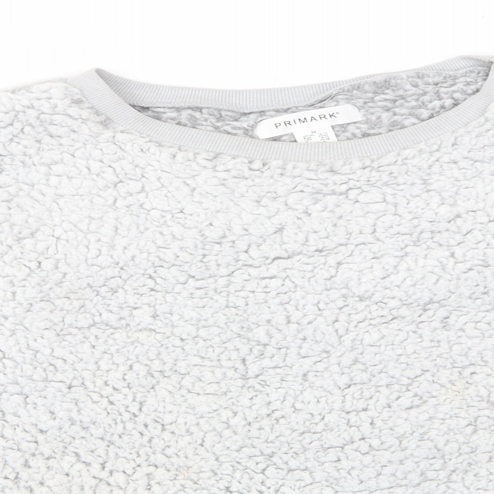 Primark Womens Grey Solid Polyester Top Pyjama Top Size 12   - Fluffy Pale Grey
