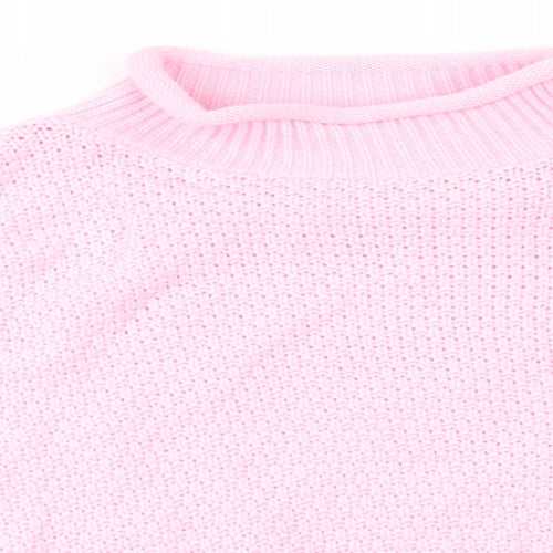 PRETTYLITTLETHING Womens Pink High Neck  Acrylic Pullover Jumper Size M   - Fondant Pink