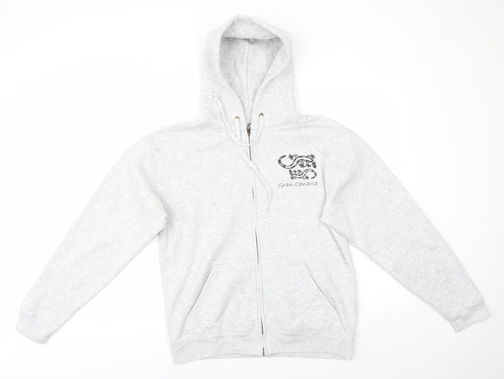Fruit of the Loom Womens Grey Cotton Full Zip Hoodie Size S Zip - Gran Canaria Lizards