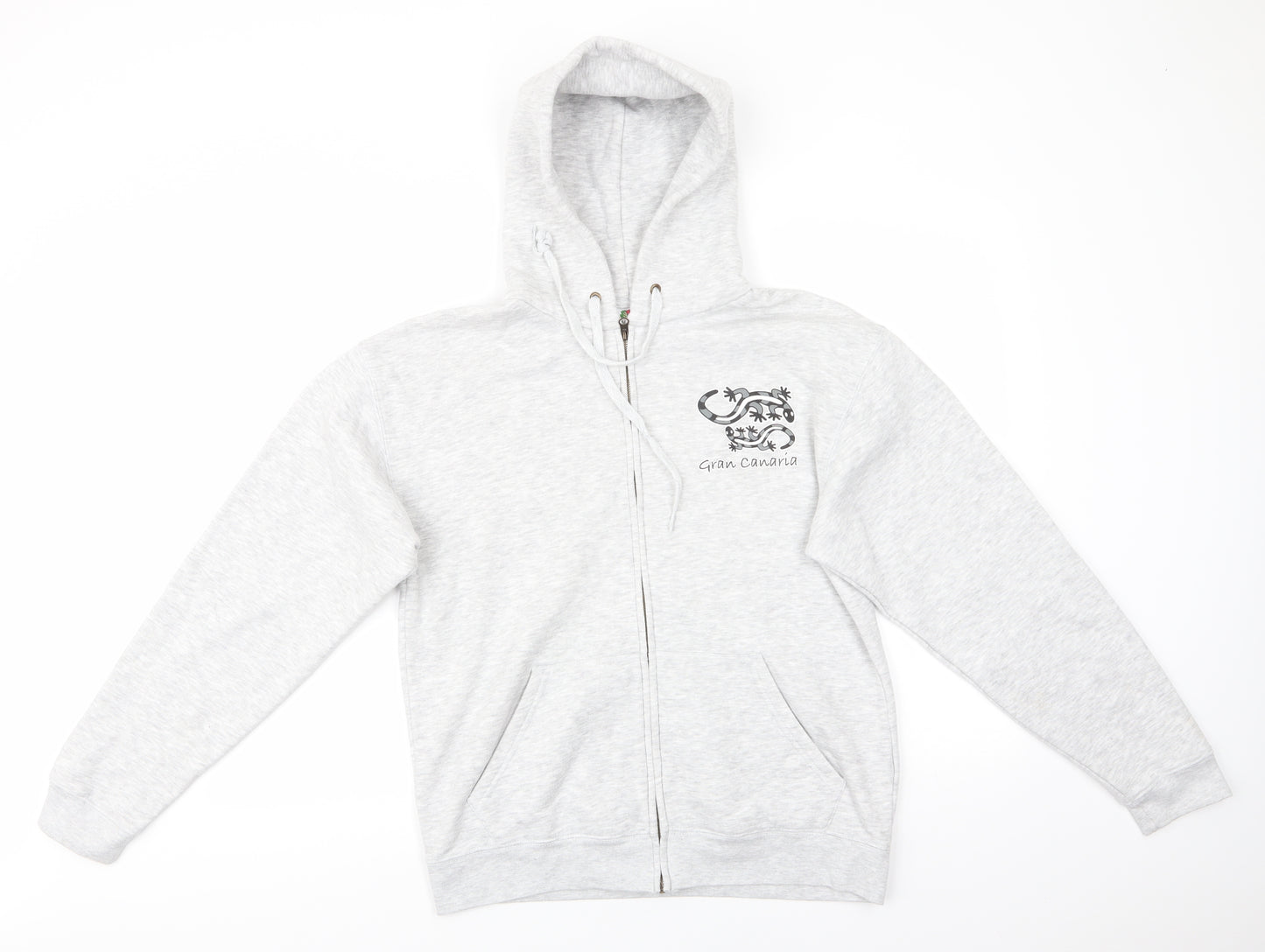 Fruit of the Loom Womens Grey  Cotton Full Zip Hoodie Size S  Zip - Gran Canaria Lizards
