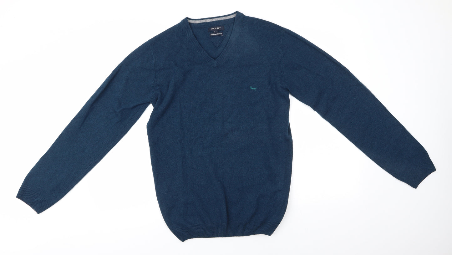 Wolsey Mens Blue V-Neck   Pullover Jumper Size S   - Dark Teal