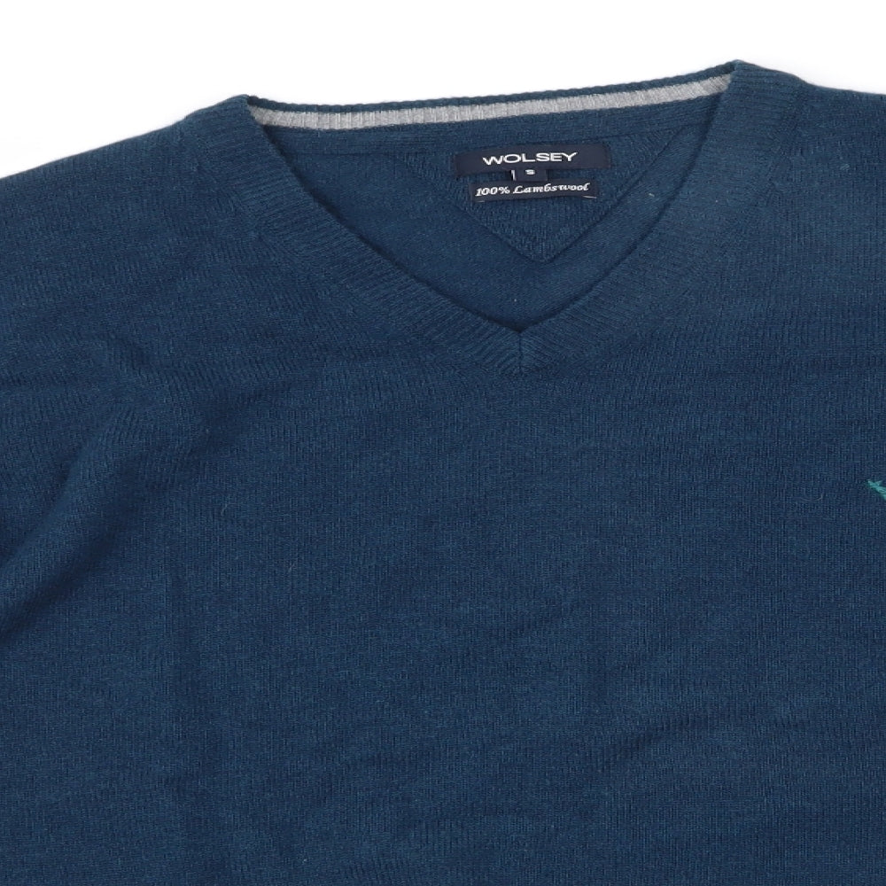 Wolsey Mens Blue V-Neck   Pullover Jumper Size S   - Dark Teal