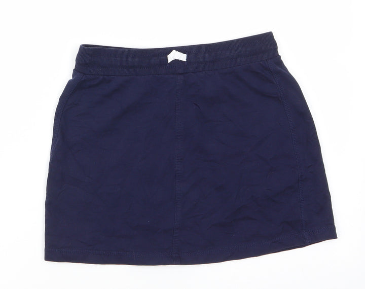 George Girls Blue  Cotton A-Line Skirt Size 9-10 Years  Regular Drawstring - Navy blue