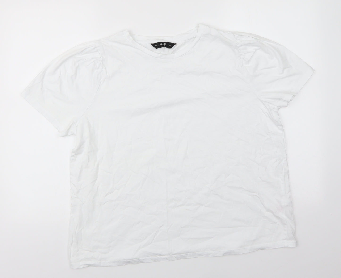 Florence and Fred Mens White  Cotton  T-Shirt Size 13 Round Neck  - Lightly gathered shoulders