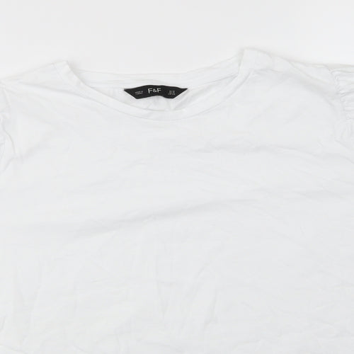 Florence and Fred Mens White  Cotton  T-Shirt Size 13 Round Neck  - Lightly gathered shoulders
