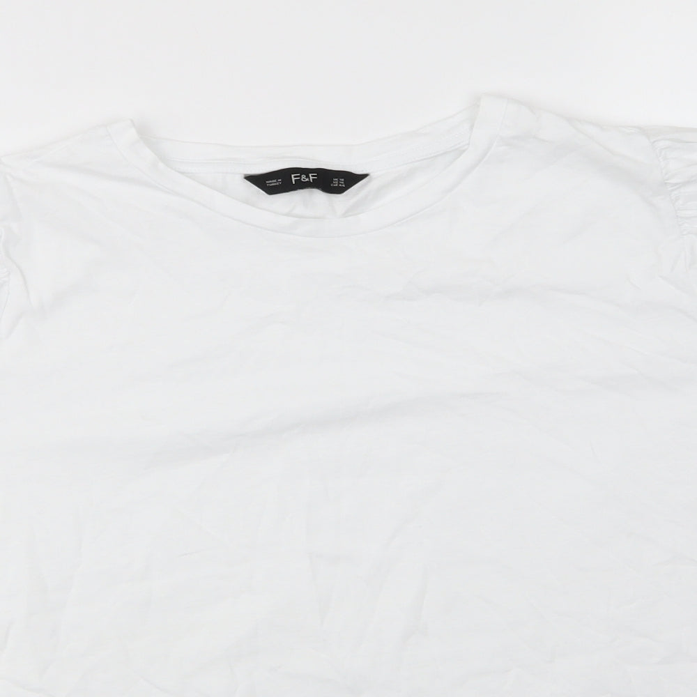Florence and Fred Mens White  Cotton  T-Shirt Size 13 Round Neck  - Lightly gathered shoulders