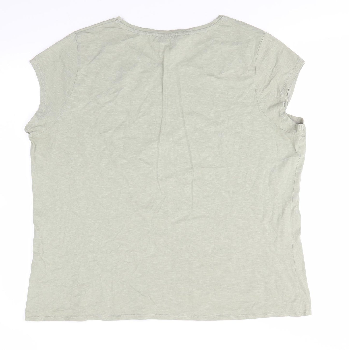 Papaya Womens Green  Cotton Basic T-Shirt Size 18 Round Neck - Willow Green with Sequinned Star