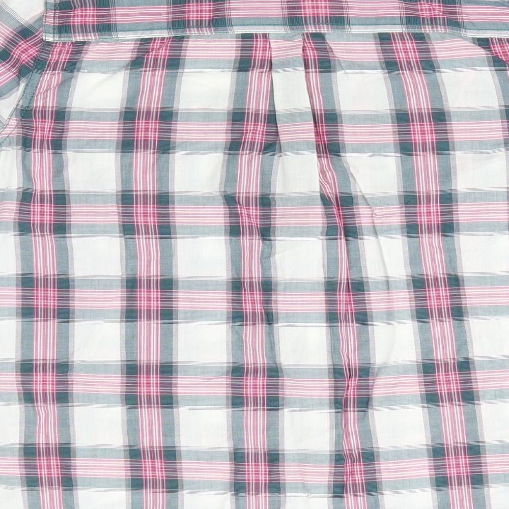 Papaya Womens Grey Check Cotton Basic Button-Up Size 12 Collared - Grey Red White Check Adjustable length sleeves